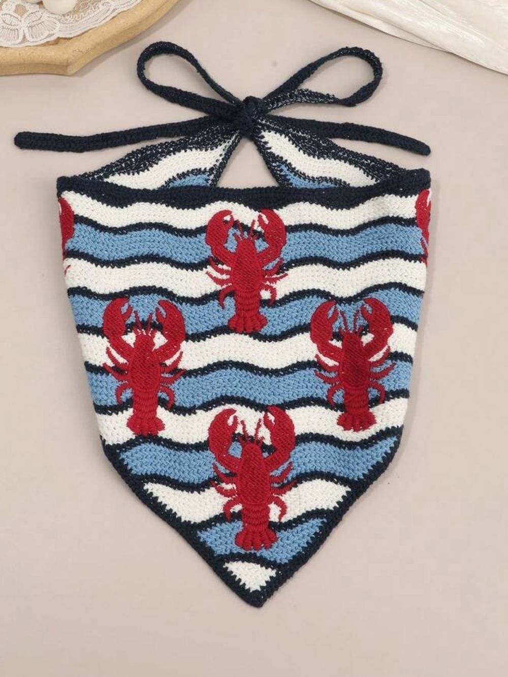 Red Lobster Print Scarf S143 - Picture 2 of 5